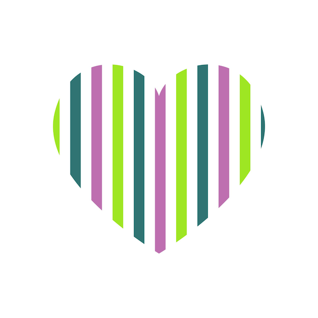 Vector heart with vertical stripes pattern