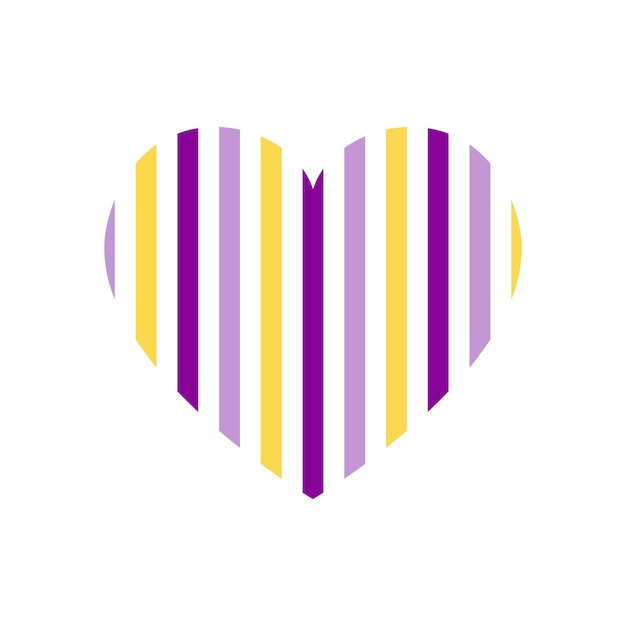 Vector heart with vertical stripes pattern