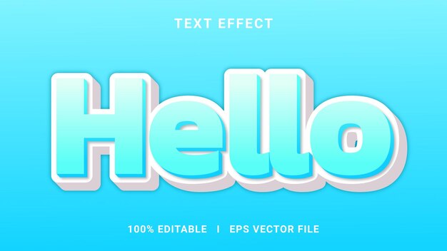 Vector hello 3d editable text effect