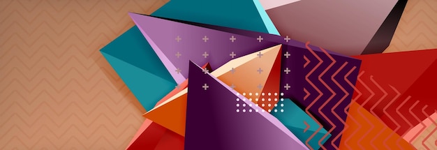 Vector hình tam giác 3D nền trừu tượng mẫu origami tương lai với các đường nét