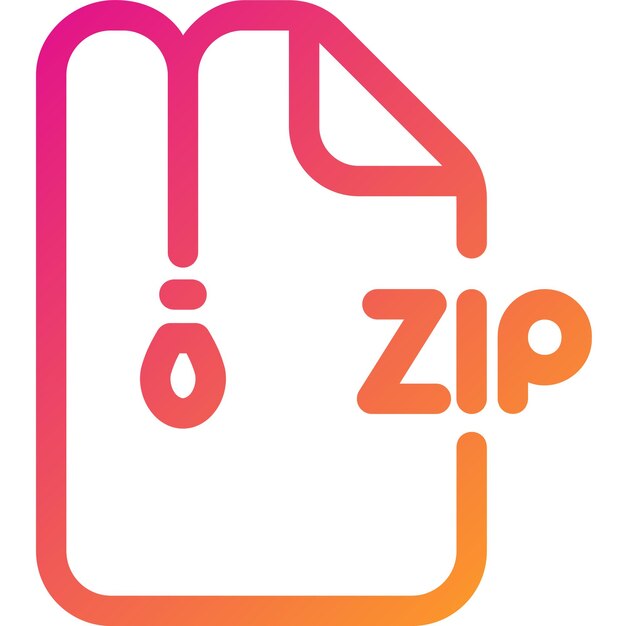 Vector icon representing a zipped file format with a vibrant gradient symbolizing data compression