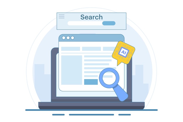 vector illustration about ai based seo strategy concept or ai generated seo content