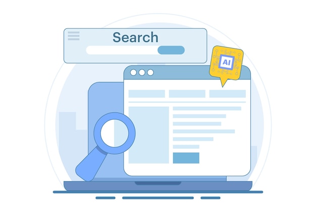 vector illustration about ai based seo strategy concept or ai generated seo content