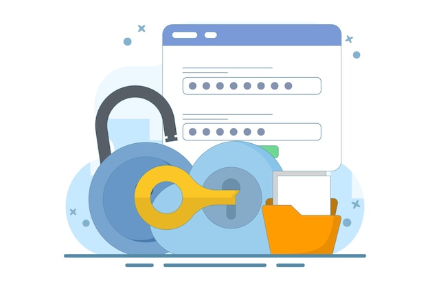 vector illustration about Cloud security system concept or Data stored on secure cloud server