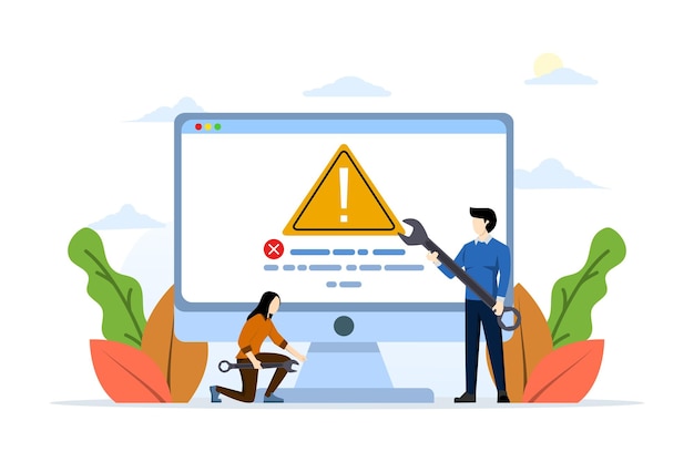 vector illustration about concept of system error or software problem or system failure