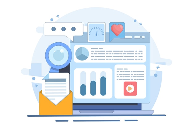 vector illustration about Email Analysis Concept or Software for email marketing campaigns