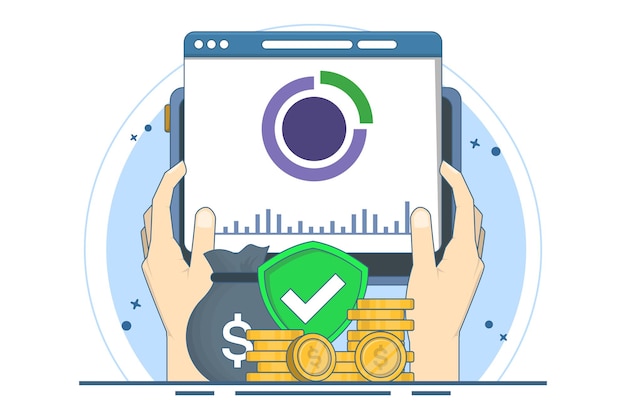 vector illustration about Financial growth chart concept or financial business growth chart
