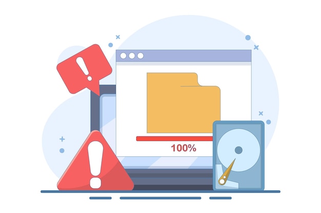 vector illustration about full memory concept or full file storage space