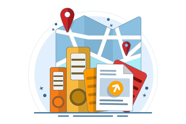 vector illustration about map concept with Geographical position and address