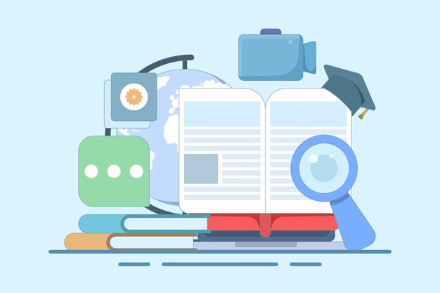 vector illustration about Online education concept or Online courses or Digital learning process