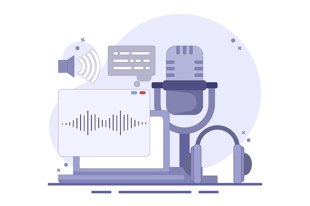 vector illustration about podcast and broadcasting concept or live online interview