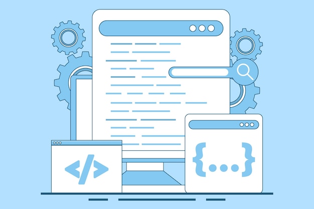 vector illustration about Programming Concept or Software development and programming