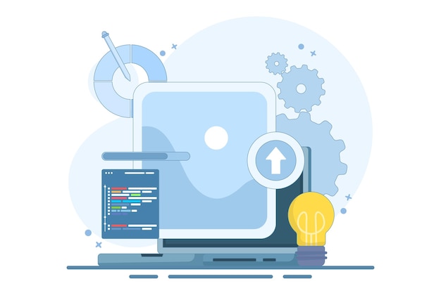 vector illustration about web design concept or ui ux and programmer with computer