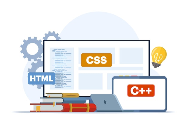 vector illustration about Web development or programming language concept