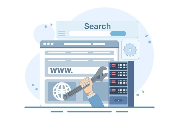 vector illustration about website repair and maintenance concept or website development