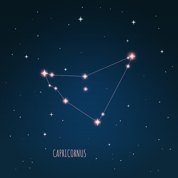 Vector illustration Capricorn constellation. Bright constellation in open space.