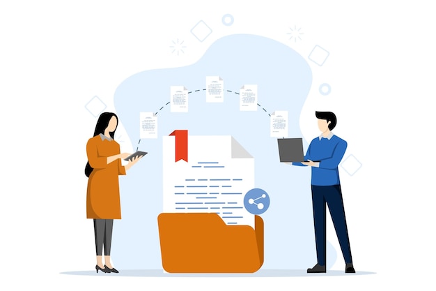 vector illustration File sharing concept with People sending files for business