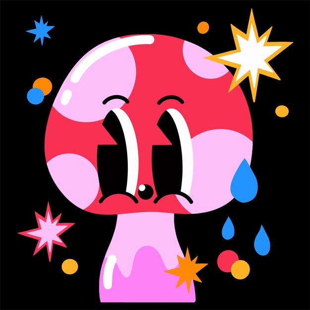 Vector illustration mushmoon bright hand drawn Abstract comic icon flat cartoon character in children's style