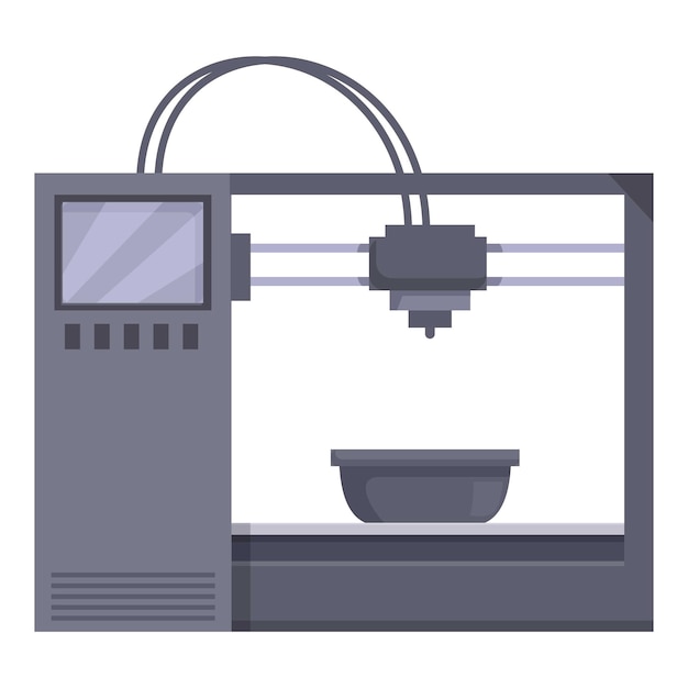 vector illustration of a contemporary 3d printer with digital display and printing head