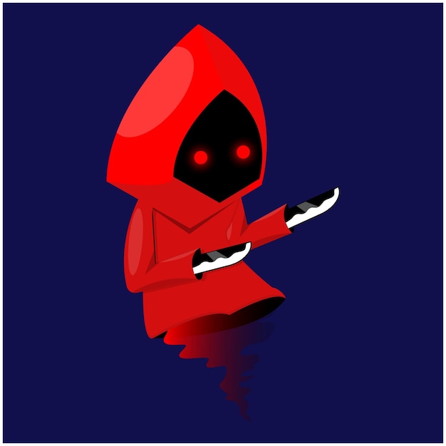 vector illustration of a grim reaper in a red coat