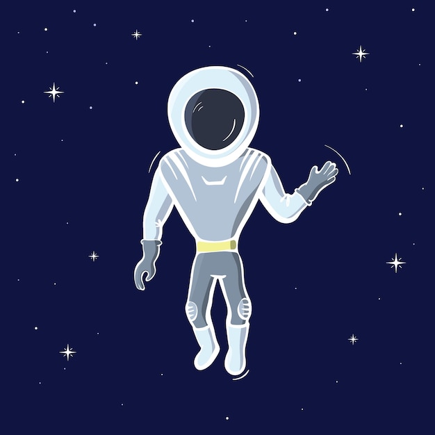 Vector illustration of astronaut floating in space. Planet exploration concept