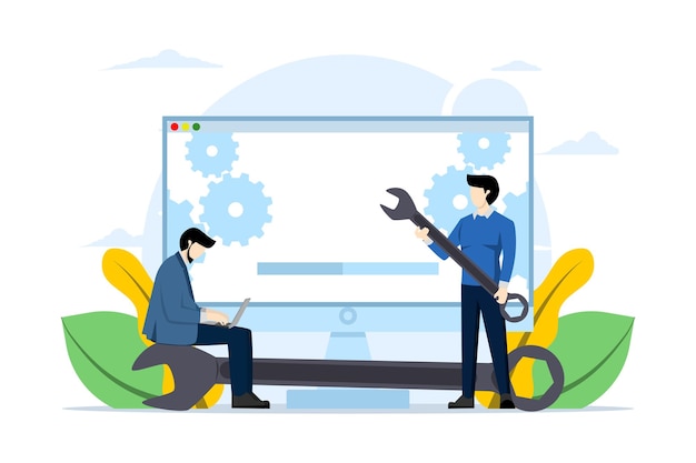vector illustration of Concept of system maintenance or software upgrade process