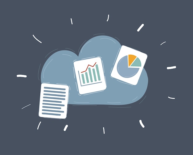 vector illustration of files on cloud storage servies