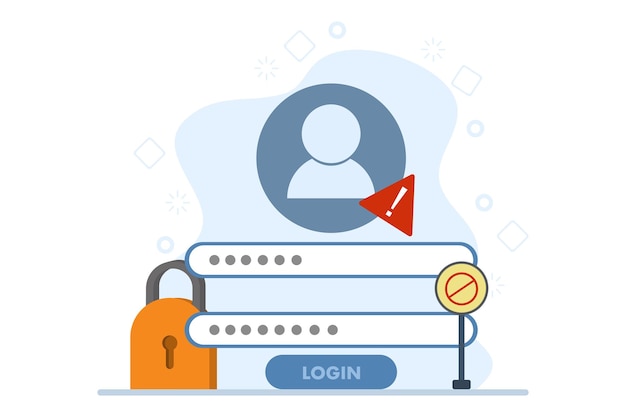 vector illustration of forgotten password concept with login page with password
