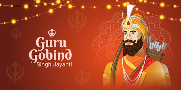 Vector illustration of Guru Gobind Singh Jayanti social media template