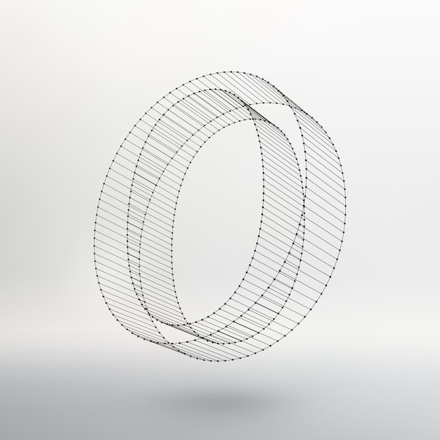 Vector illustration of letter L on white background. Fonts of Mesh polygonal. Wire frame contour alphabets.