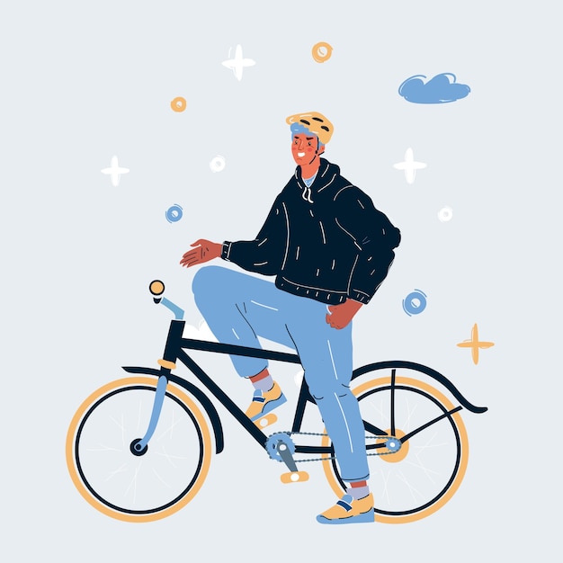 vector illustration of man on a bike