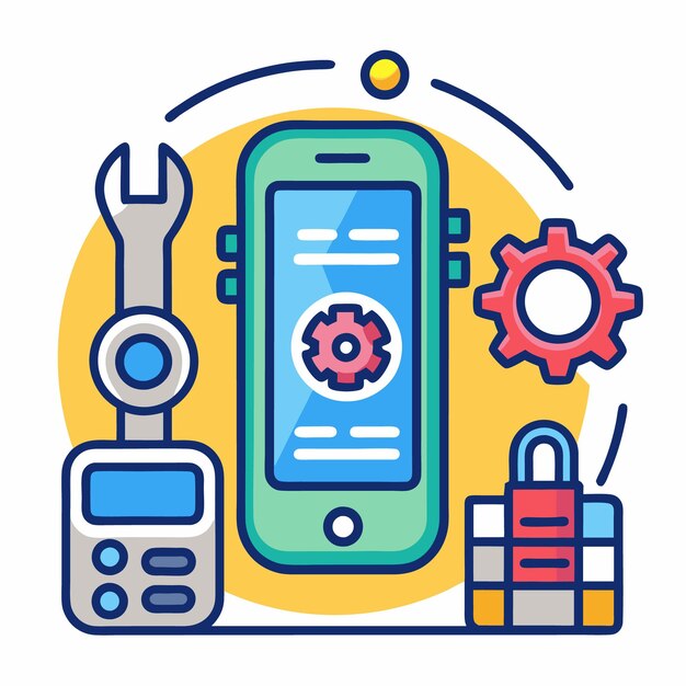 vector illustration of mobile technology and digital tools icons set for app development internet of things and smart devices