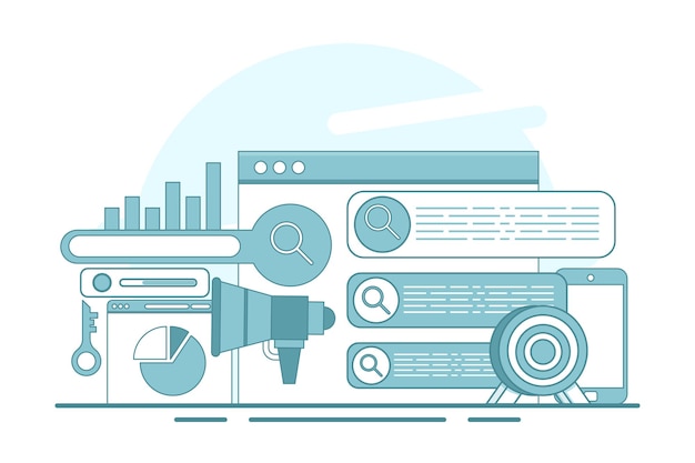 vector illustration of search engine optimization concept or search engine optimization algorithm