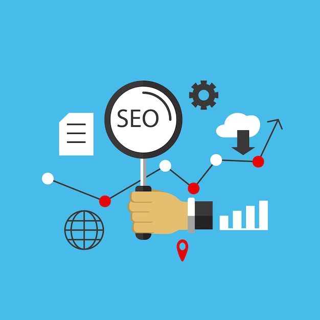 vector illustration of seo image search engine optimization digital marketing analytics search inf
