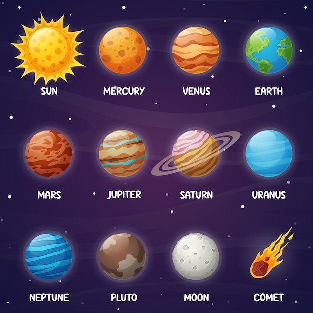 Vector illustration of set solar system planets