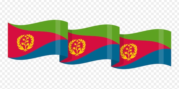 Vector illustration of wavy Eritrea flag on transparent background