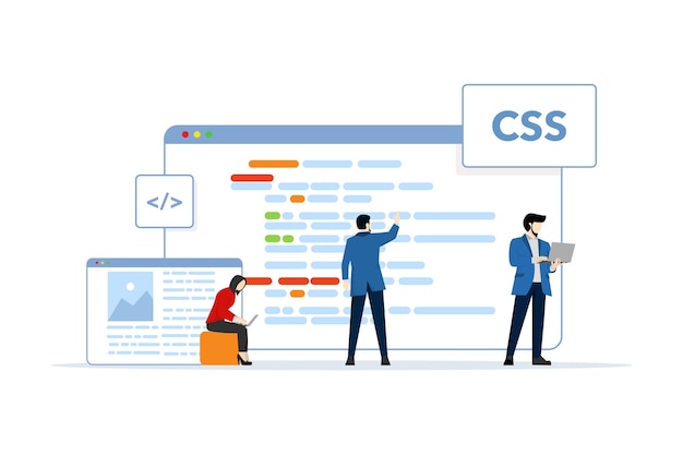 vector illustration of Web Development with characters designing and developing websites and apps