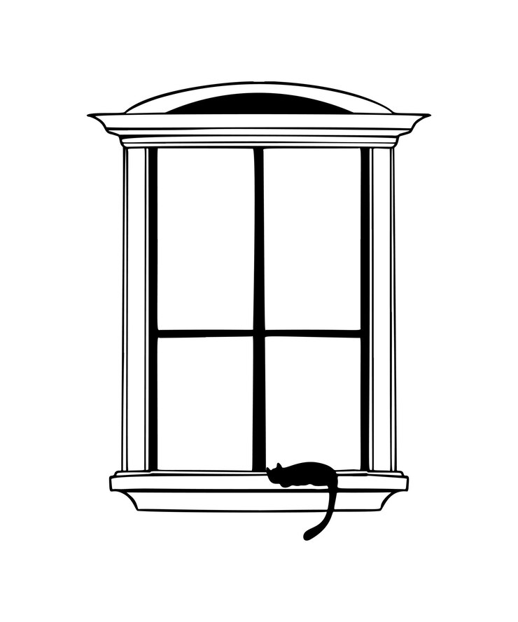 Vector vector illustration of window in art ink style