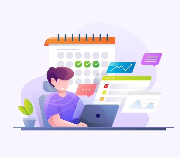 vector illustration of working people with soft color concept
