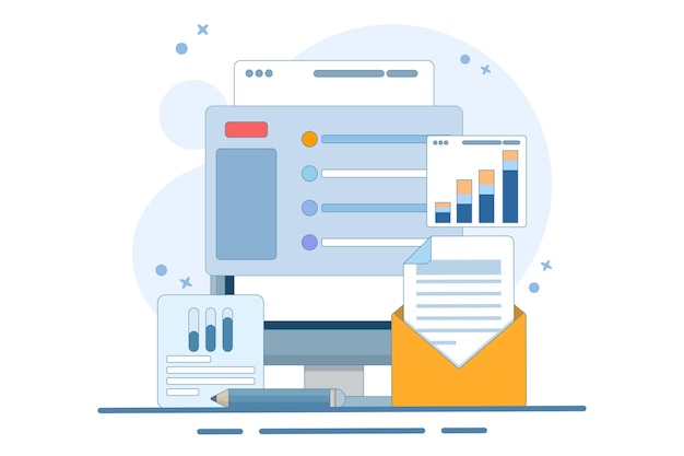 vector illustration Online digital mail media content or Email service network website feedback