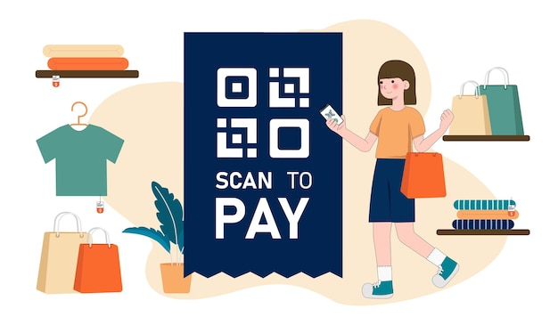 Vector Illustration QR Code scanning Concept Showing people scan code using smartphone Suitable for landing page UI web App intro card and others