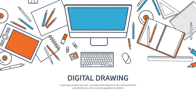 Vector illustration study and education lined flat style knowledge information school learning