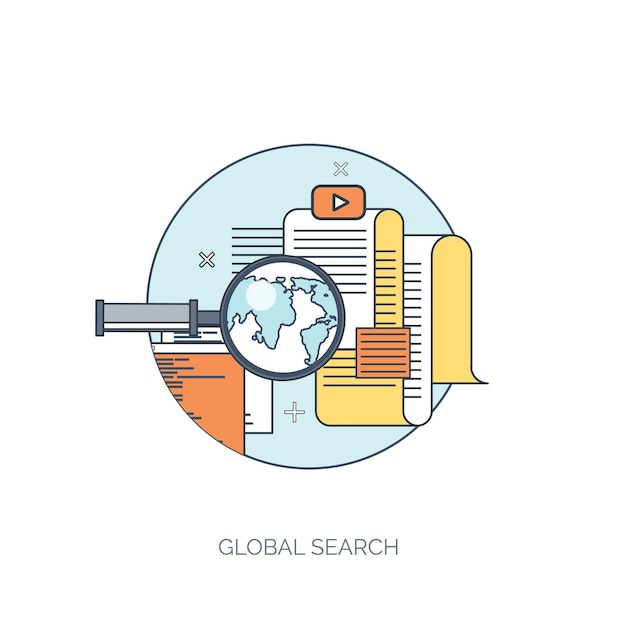 Vector illustration web search flat computing background programming coding development search