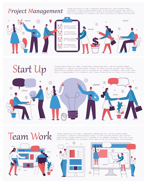 Vector illustrations of the office concept business people ecommerce online education project manage...