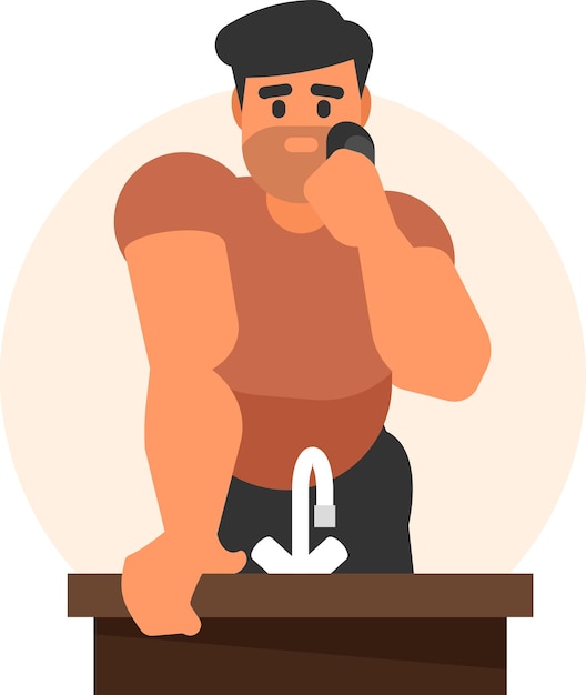 Vector Image Of A Man Shaving His Beard Isolated On Transparent Background