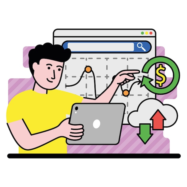 vector image of person shows how to properly conduct business analytics