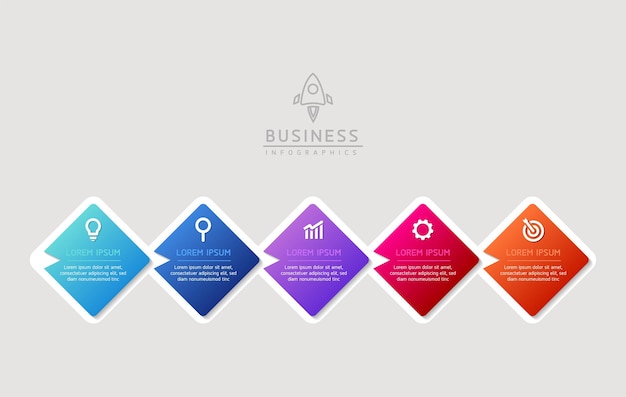 Vector infographic business presentation template connected with 5 options