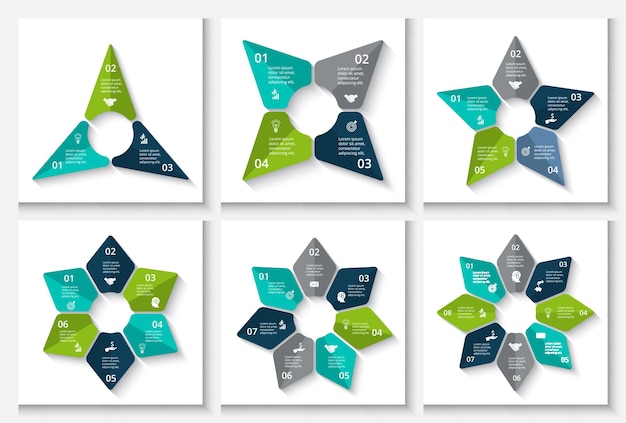 Vector infographic design template Business concept with 3 4 5 6 7 and 8 options parts steps or processes Can be used for workflow layout diagram number options web design