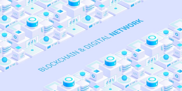 Vector isometric server room Quantum computer Cloud storage data center Web hosting