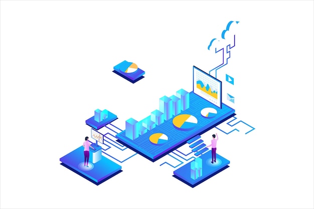 Vector Isometric Tiếp Thị Doanh Nghiệp